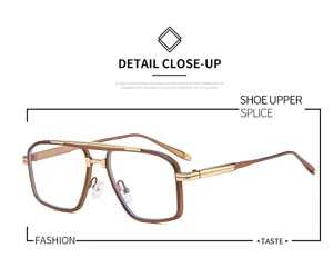 Men fashion square metal frame eyeglasses large size clear lens optical eyewear for daily use