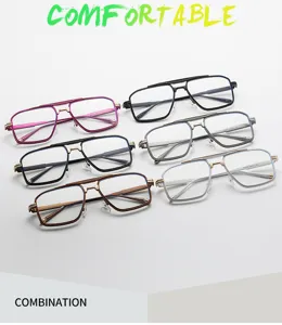 Men's fashion square optical glasses with metal temples and stylish large frames, M5258.