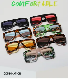 Trendy flat top square sunglasses set oversized fashion sun glasses for women and men