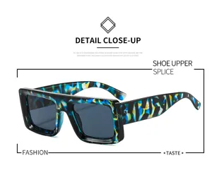 Modische quadratische Sonnenbrille Detailansicht, trendige blaue Schildpatt-Schatten für outdoor.