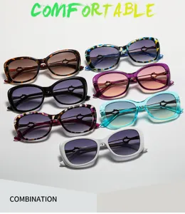 Stylish women sunglasses set with gradient lenses and trendy frames for daily outdoor fashion wear.