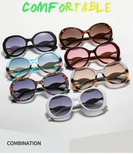 Trendy oversized round sunglasses set, detailed view of multi-color fashion sun eyewear frames.