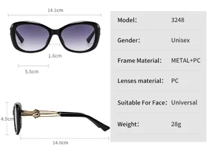Classic oversized sunglasses with metal PC frame and UV protection. Unisex trendy eyewear.