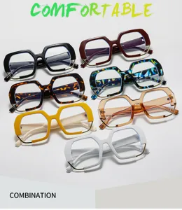 Modische unregelmäßige große Blaulichtfilter Brille trendige Fashion Hip-Hop optische Brille