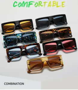 Trendige flache quadratische Sonnenbrille für Damen und Herren, stylischer UV-Schutz.
