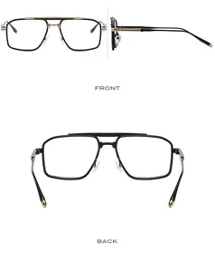 Men's Square Clear Lens Glasses Fashion Metal Temple Big Frame Eyewear M5258 New