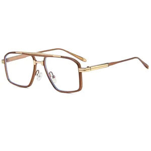Modieuze Vierkante Metalen Zonnebril Voor Heren Trendy Dubbele Brug UV400 Zonnescherm Bril Goud Frame Verloop Glazen Rijbril