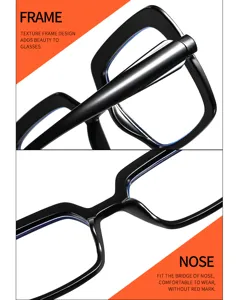 Vista detallada de la montura de gafas de sol cuadradas de moda y el diseño del puente nasal.