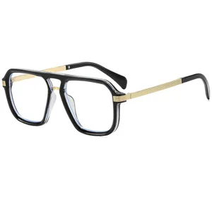 Fashion Double Bridge Square Sunglasses For Unisex Classic UV400 Protection PC Frame Metal Temple Outdoor Eyewear