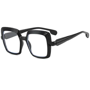 Gafas de Sol Cuadradas de Moda Bloque de Color para Mujeres Hombres Montura Oversize de Capas PC UV400 Protección Solar Gafas para Fiesta Vacaciones