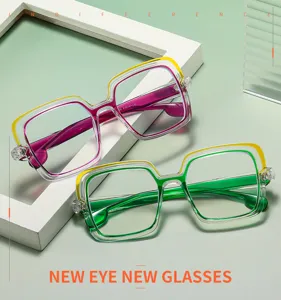 Unisex trendige bonbonfarbene quadratische optische Brillenmontur modische klare Brille.