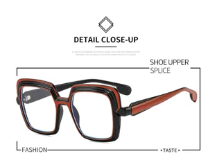 Übergroße quadratische Brille mit klaren Gläsern und mehrschichtigem modischen Gestell.