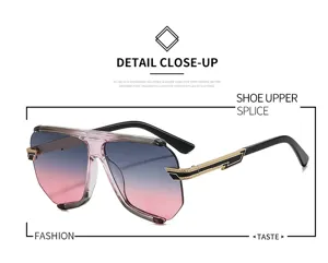 Women fashion polygonal sunglasses detail shot, gradient lenses with metal temples stylish.
