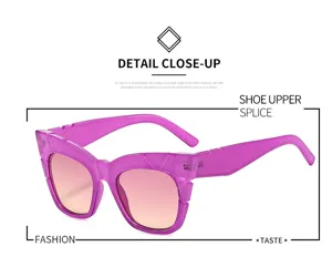 Gafas de sol geométricas de ojo de gato de moda para mujer con lentes degradadas.