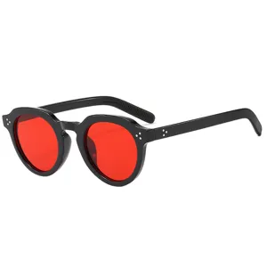 Occhiali da Sole Ovali Vintage Minimalista Per Donna Uomo Montatura Piccola Sfumati Retro Rivetti Occhiali UV400