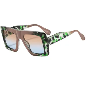 Trendy Oversized Square Sunglasses For Women Men PC Frame Gradient Lens Hong Kong Style UV400 Fashion Sun Glasses Beach Holiday