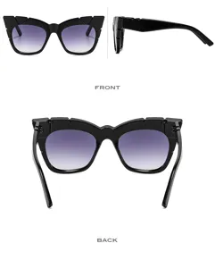 Gafas de sol de mujer cat eye moda con lentes degradadas violeta montura gruesa negra