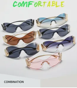 Fashion luxury swan decorated frameless gradient sunglasses for women stylish eyewear