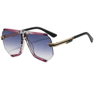 Trendy Polygon Half Frame Sunglasses For Women Men Fashion Decorative Shades Outfits Metal Accent UV Protection Eyewear