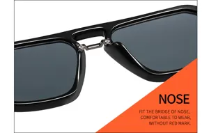 Double bridge square sunglasses for men and women, classic retro fashion sun protection eyewear.