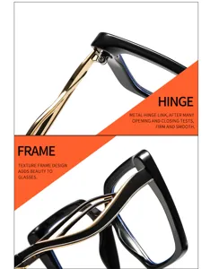 Detailed view of fashionable large-frame glasses with metal hinge and hollowed-out texture temple design.