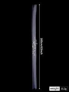Handmade floral mesh bridal veil sash, long hair ribbon accessory, length 160cm, weight 15.2g.