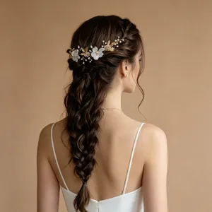 Elegante vite per capelli da sposa con fiori in resina e perle per feste di matrimonio.