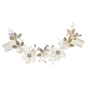 Pettine per capelli sposa floreale vintage accessorio matrimonio perle strass.