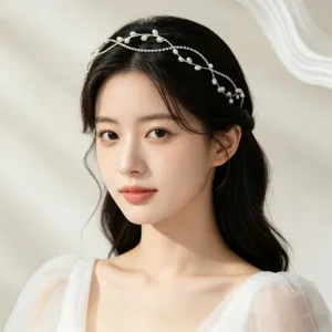 Handcrafted Bridal Wedding Hair Band With Artificial Pearl And Rhinestone Hair Accessories For Women Headpiece