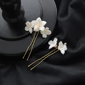 Ensemble d'épingles à cheveux de mariée en céramique, accessoires de mariage élégants.