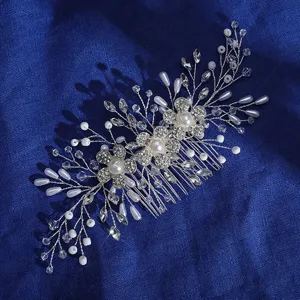 Peigne à cheveux de mariée perles strass faits main accessoire de coiffure de mariage