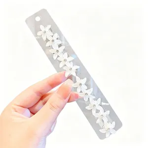 Set di mollette per capelli floreali coreane, forcine bianche con strass per acconciatura sposa.