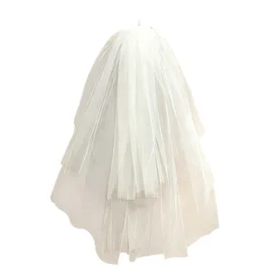 Korean style white multi-layer bridal veil fairy fluffy wedding hair accessory for women.