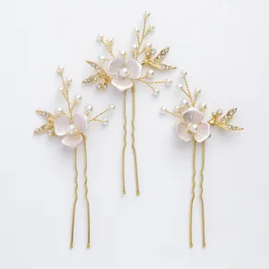 Forcina Floreale in Lega con Perla Artificiale da Sposa Set Strass Accessori per Capelli Donna Matrimonio