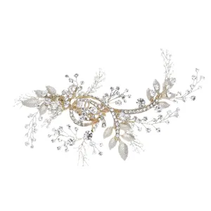 Handmade crystal hair clip gold bridal hair accessories for women wedding hair piece