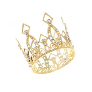 Mini Gold Legierung Strass Krone Kuchendekoration Prinzessin Diadem fuer Kinder Geburtstag