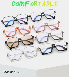 Modische große quadratische Blaulichtfilter Brille Vintage Halbgestell Damenbrille