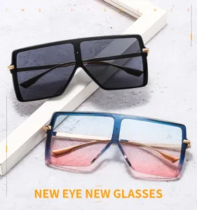 Grandes lunettes de soleil plates pour femmes hommes, style carre chic modele 17920