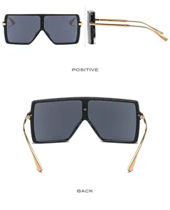 Lunettes de soleil carrees oversize pour femmes et hommes, monture plate metallique.