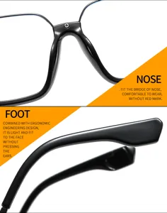 Blaulichtfilter Brille Detailansicht, ergonomisches Gestell, bequeme Nasenklammer und Bügel.