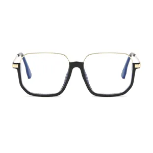 Trendige schwarz-goldene quadratische Brillenfassung mit Blaulichtfilter Damen Brille