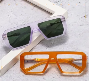 Chic retro polygon oversized sunglasses for men and women, trendy fashion streetwear shades.