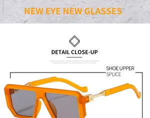 Trendy retro polygon sunglasses for men and women featuring bold orange frames and stylish lenses.