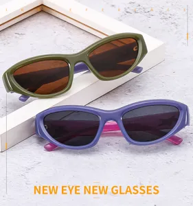 Trendy retro small frame sunglasses with colorful contrast design, stylish unisex eyewear.