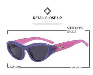 Small frame color-blocked sunglasses trendy face-slimming sun glasses for men and women
