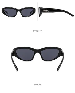 Black small frame sunglasses for men and women, trendy retro retro sunglasses with star decor.