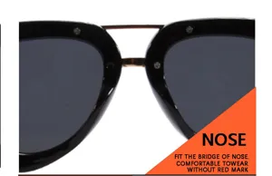 Aviator Sonnenbrille mit schwarzem dickem Rahmen, Doppelsteg und coolen Metallnieten.
