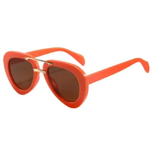 Modische Aviator Sonnenbrille Für Damen Herren Doppelsteg Retro Eckig Vollrand Sonnenbrille Anti-UV Universal Selfie Brille