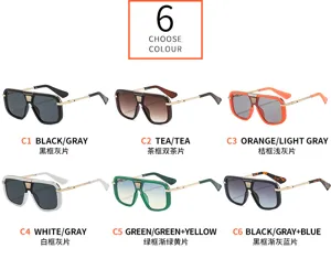 Hombres vintage gafas de sol cuadradas grandes puente metálico piloto 6 colores