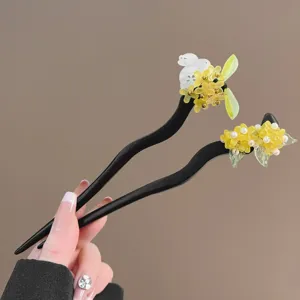 Nouvelle épingle à cheveux rétro vintage chinoise fleur lapin accessoire cheveux femme